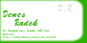 denes radek business card